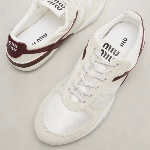 MIU MIU Gymnasium suede-trimmed sneakers - Picture 2 of 11